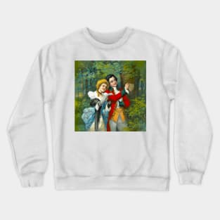 Valentine couple record their love on a tree Crewneck Sweatshirt